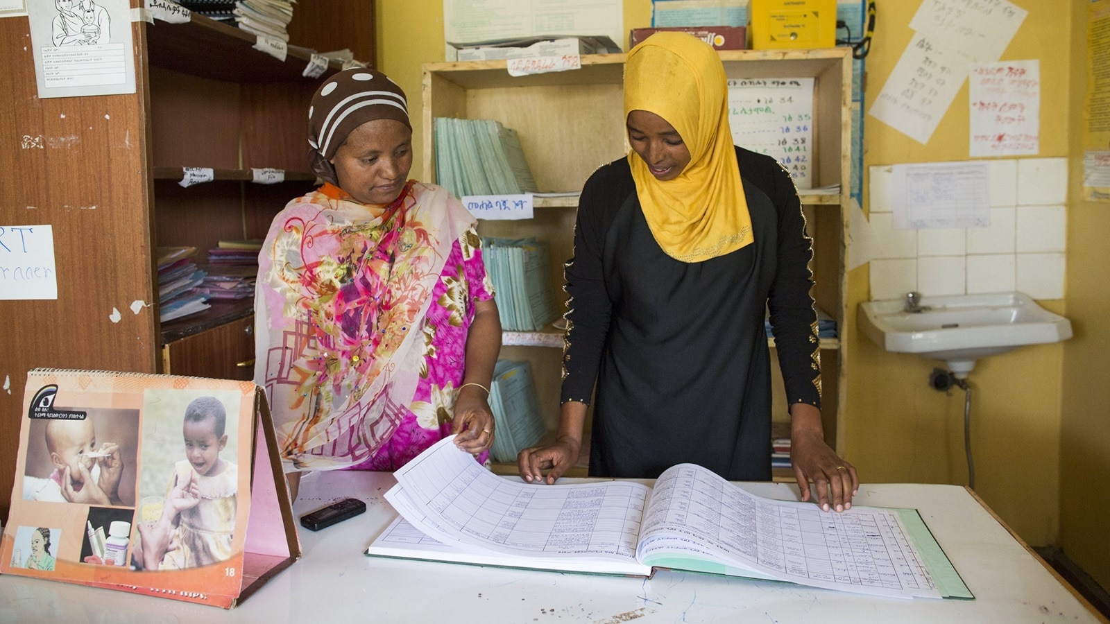 Health extension workers at a health post in Asano, Ethiopia.