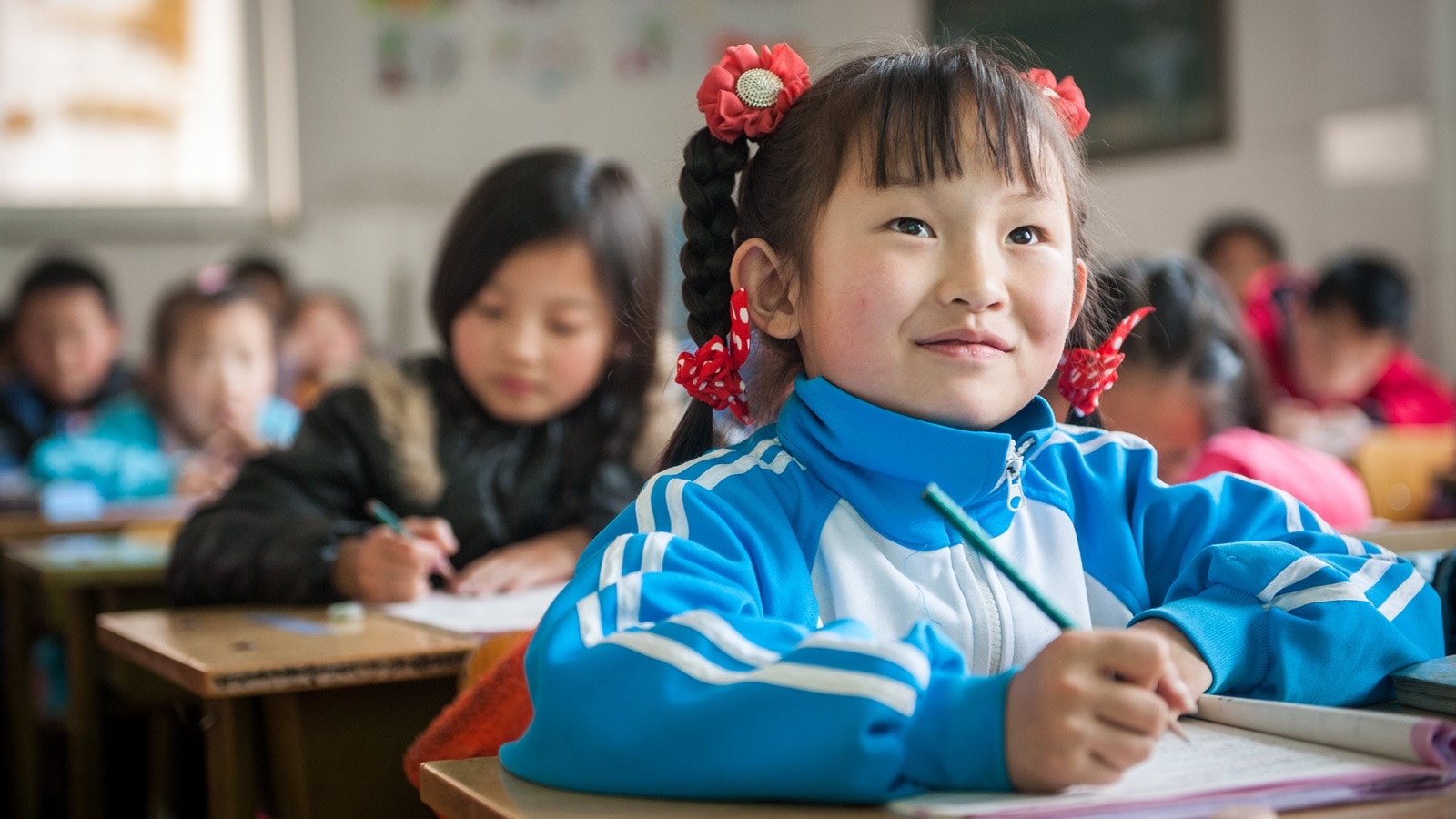 Young students in the Shijingshan District of Beijing.